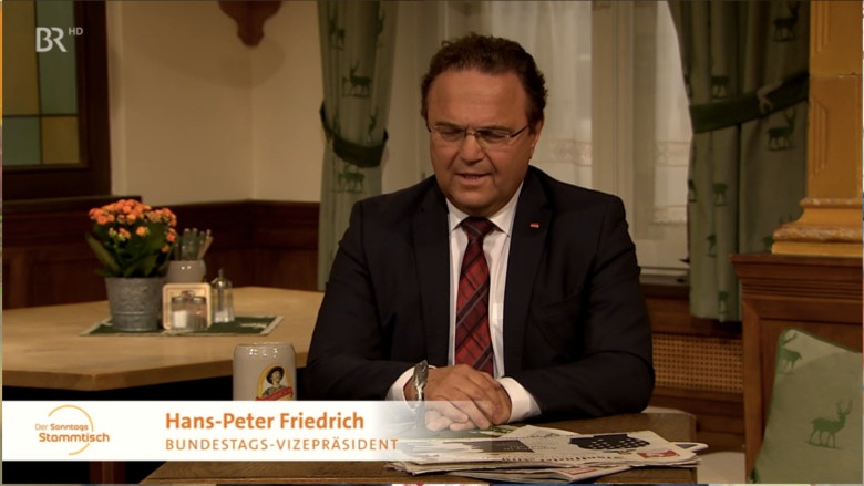 Hans-Peter Friedrich zu Gast beim Sonntags Stammtisch des BR Fernsehen Hans-Peter Friedrich zu Gast beim Sonntags Stammtisch des BR Fernsehen